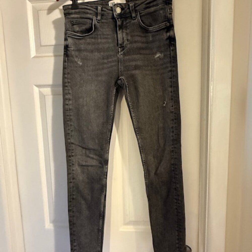 Zara, distressed black denim, size 6